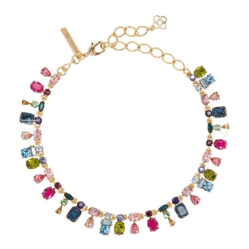 Oscar Live Cross-border Colorful Crystal Dopamine Color-blocked Luxe Small-batch Design Elegant High-end Clavicle Necklace